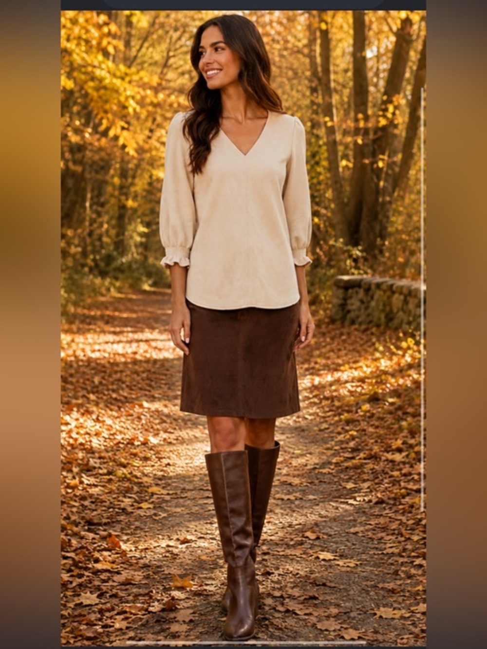 TUCKERNUCK Bone Suede Easton Blouse Swing Top Size S